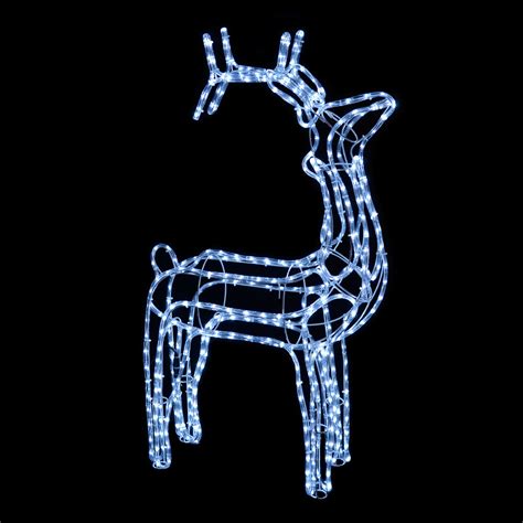 3d Standing Reindeer Rope Light White Led Christmas Xmas