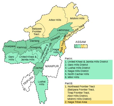 Assam In 1950 With The Tribal Areas As Specified In The Sixth Schedule