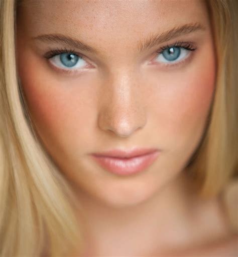Women Model Blonde Long Hair Portrait Display Face Portrait Blue