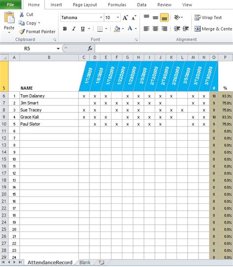 Attendance Sheet Template Excel