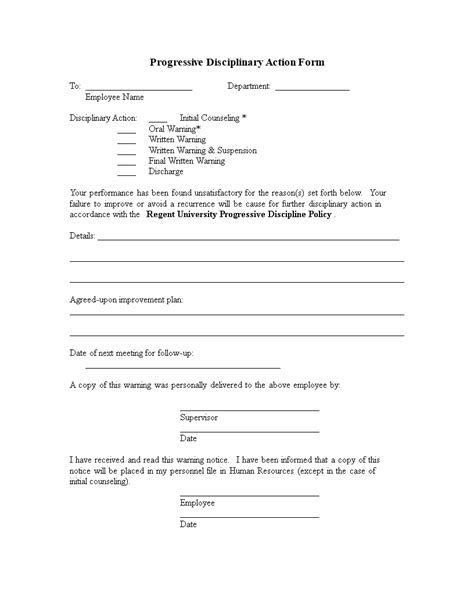 Progressive Disciplinary Action Form Templates At