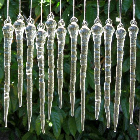Set Of 12 Lampwork Glass Icicles