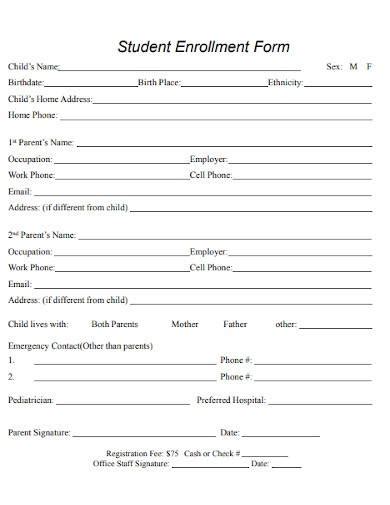 Free 10 Student Enrollment Form Samples And Templates In Ms Word Pdf