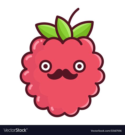 Kawaii Mustache Raspberry Cartoon Royalty Free Vector Image