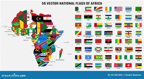 Vector National Flags And Map Of Africa Stock Vector Illustration Of