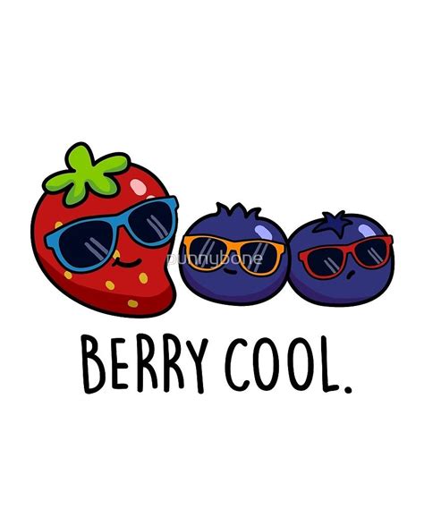 Berry Cool Fruit Food Pun Sticker By Punnybone Funny Doodles Funny