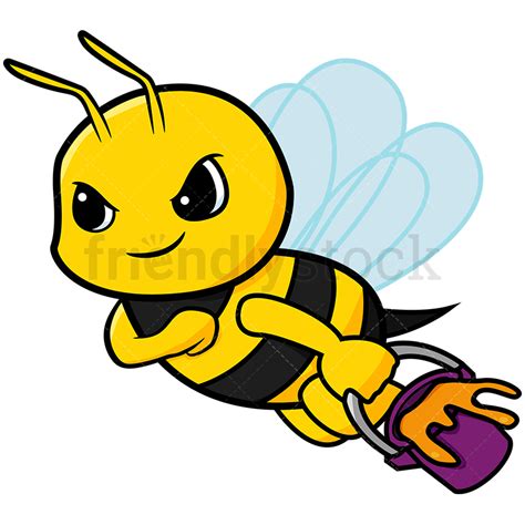 Cute Worker Bee Carrying Honey Vector Cartoon Clipart