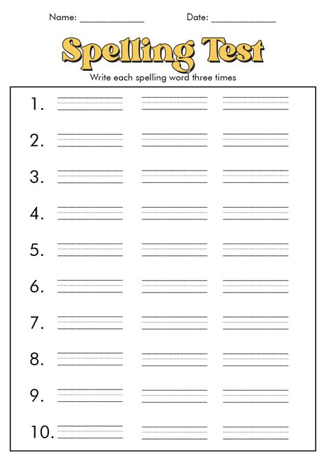12 Free Printable Spelling Test Worksheets Free Pdf At
