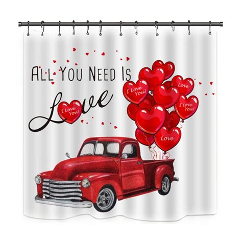 Valentines Shower Curtain Bathroom Curtain With Hooks 71x71 Inch