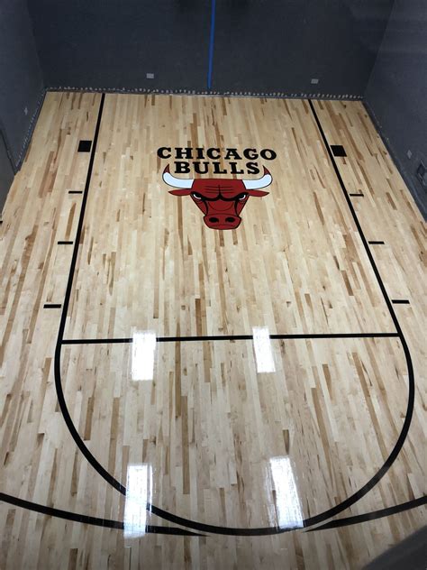 Basketball Court With The Chicago Bulls Logo Chicago Floorecki Llc