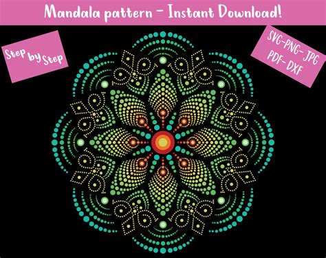 Dot Mandala Pattern 19 Art Guide Dot Mandala Painting Svg Etsy