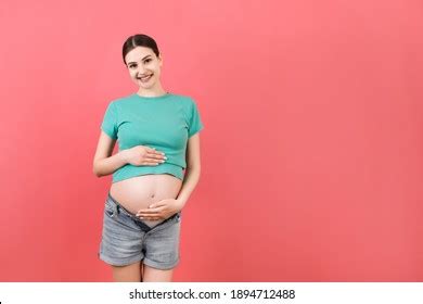 Naked Pregnant Womans Belly Wearing Opened Stock Photo Shutterstock