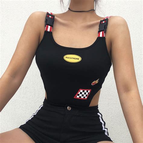 Sexy Strappy Bodysuit Women Checkerboard And Fire Print Body Mujer Black Striped Patchwork High