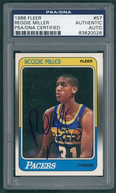 Miller's rookie card has no creases and slight wear at the corners that can be seen in close ups (see photos). Reggie Miller Signed 1988-89 Fleer #57 RC (PSA Encapsulated) | Pristine Auction