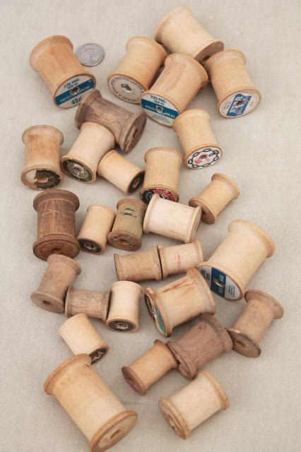Vintage Wooden Spools From Sewing Thread Empty Reels Bobbins Wood