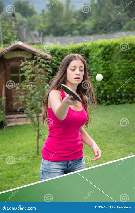 Girl Plays Ping Pong Stock Image Image Of Game Girl 33417617