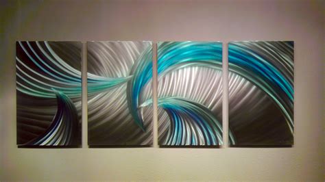 Tempest Blue Green Abstract Metal Wall Art Contemporary