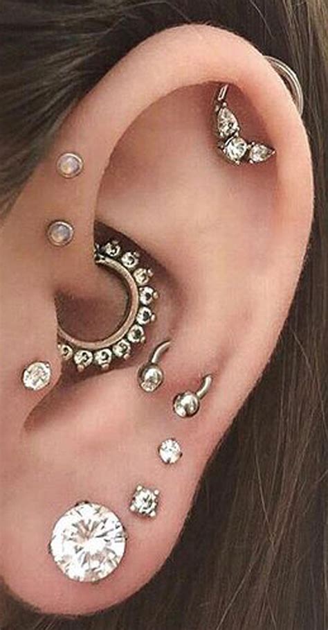 Cute Multiple Ear Piercing Ideas For Women Cartilage Helix Daith Earrings Jewelry