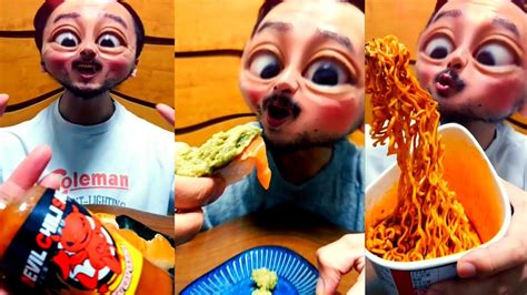 Reaction😱wasabi Salmon🍣korean Spicy Noodles🔥hot Dog🤣🤣🤣try Not To