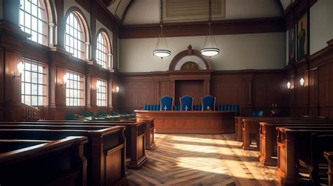 Premium Ai Image Courtroom Interior Empty Courthouse Room Interior