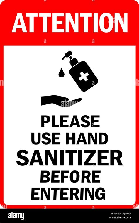 Please Use Hand Sanitizer Before Entering Covid 19 Safety Signs Stock