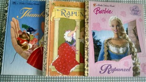 Little Golden Books Rapunzel Thumbelina And Barbie Rapunzel Lot Of 3 Ebay