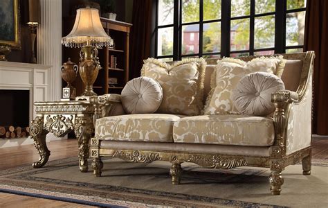 A brief spell of clumsiness leads to a sudden spill. Antique Gold Wood Trim Sofa Homey Design HD-205 - USA ...