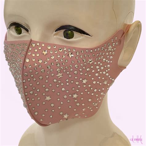 Máscara facial de diamante rosa nude brillo cubierta facial Etsy