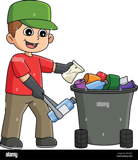 Boy Picking Up Litter Cartoon Colored Clipart Stock Vector Image And Art