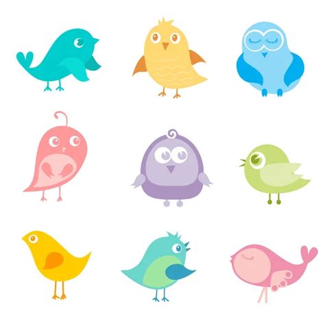 Set Of Different Cute Birds — Stock Vector © Pockygallery 11946964
