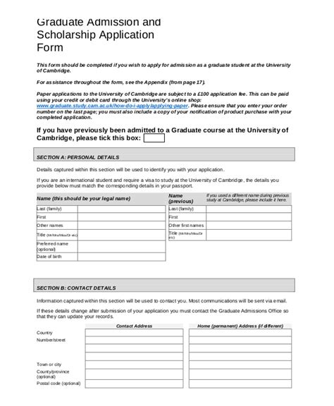 Free 10 Graduate Scholarship Forms In Pdf