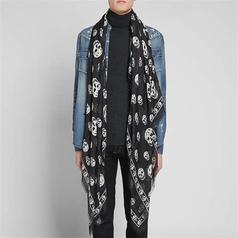 Alexander Mcqueen Large Skull Scarf Black And Ivory End