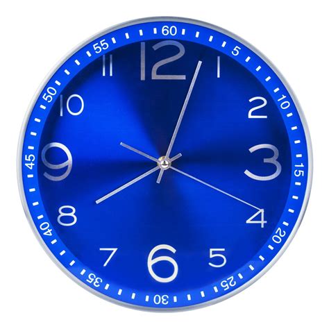 Egundo Blue Wall Clock Battery Operated 12 Inch Decorativesilent Non