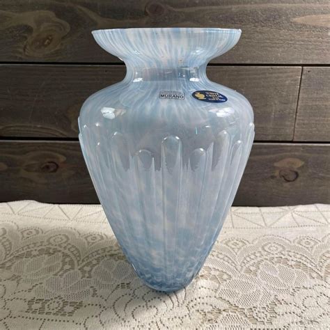 Murano Vetro Eseguito Italy Blue And White Crystal Vase With Etsy