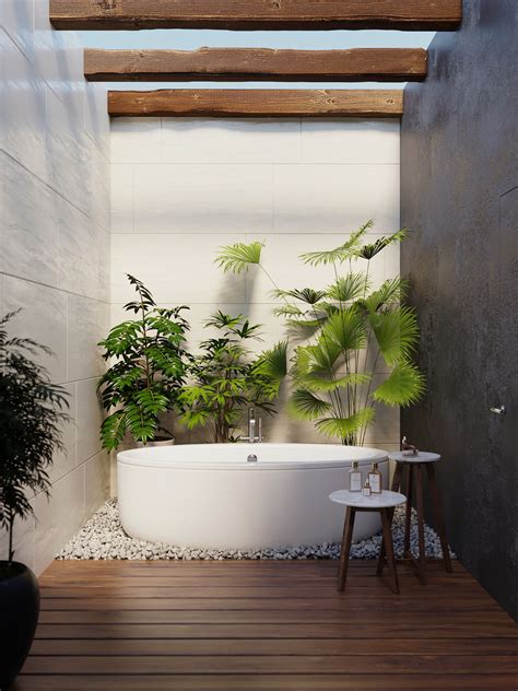 Two Nature Loving Boho Interiors | Outdoor bathroom design, Earthy bathroom, Earthy home decor