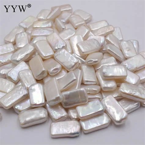 10pc Natural Freshwater Pearl Loose Beads 10 20mm White Rectangle
