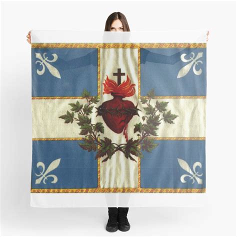 Flag Of The Sacred Heart Of Jesus Quebec Catholic Flag Scarf By