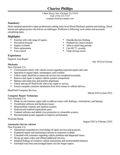 If you don't have anything to show yet, don't fret. Best Entry Level Mechanic Resume Example From Professional ...