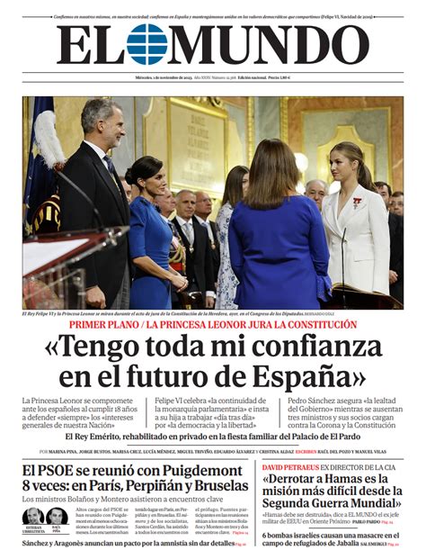 Portada De El Mundo Del Miércoles 1 De Noviembre De 2023 Medios