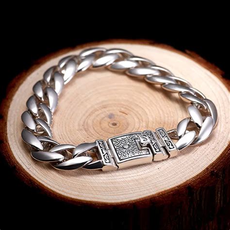 56g Solid Silver 925 Thick Link Chain Mens Bracelet Vintage Brief