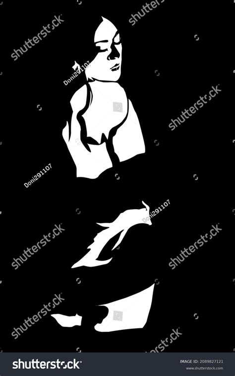 Naked Woman On Dark Room Illustration Stock Vector Royalty Free