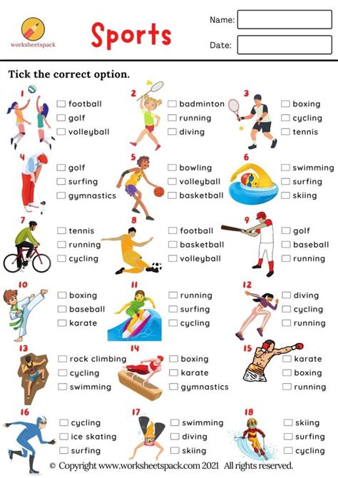 Guess The Sport Esl Sports Vocabulary Quiz Printable And Online