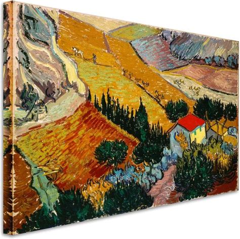 Vincent Van Gogh Landscape With House And Ploughman 1889 Canvas