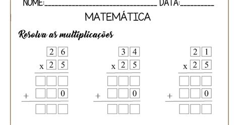 Só Continhas Atividade De Multiplicação Com Dois Algarismos