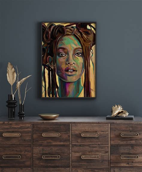 Black Abstract Woman Poster African American Black Woman Wall Art Boho