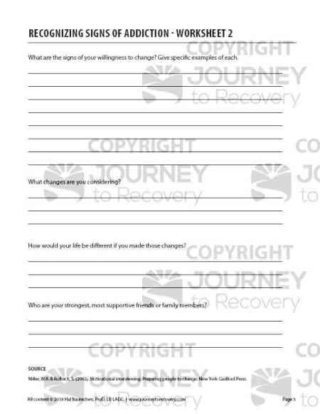 Recognizing Signs Of Addiction Worksheet 2 Cod Journey To Recovery