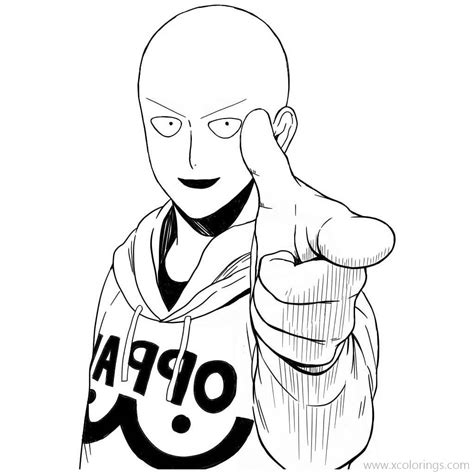 One Punch Man Coloring Pages Saitama Lineart XColorings