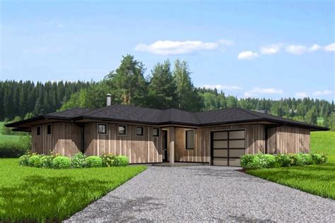 One Story Contemporary Home Plan With Open Concept Layout