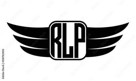 Rlp Three Letter Wings Flying Initial Wing Symbol Minimalist Creative