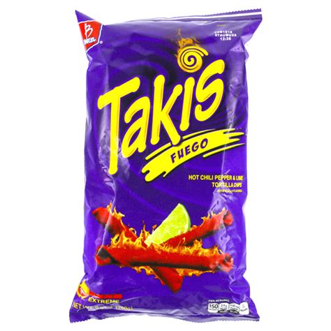 Barcel Takis Fuego Hot Chili Pepper Lime Flavored Corn Tortilla Chips Snacks Oz